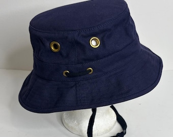 Vintage Tilley Hat Mens 7 1/8 Navy Blue Cotton Duck Made in Canada Packable