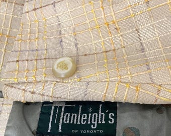 Vintage 60s Sport Coat Mens 40R Cream Gray Wool Retro Mad Men Grampa Blazer