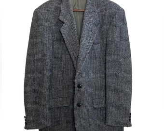 Vintage Harris Tweed Sport Coat Mens 40R Grey Wool Blazer Retro Academia