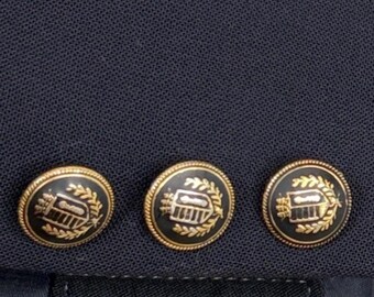 Vintage Tilley Endurables Sport Coat Mens 46 Black Wool Stretch Gold Buttons