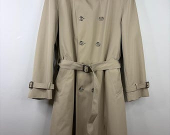 Vintage Trenchcoat Mens 42T Beige Cotton Wool Liner Made in Canada London Fog