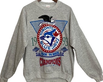 Vintage Sweatshirt Adult One Size 90s Blue Jays Baseball World Champions Fleece