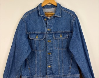 Vintage Jean Jacket Mens Medium Blue Jean Trucker Baggy 90s Retro Made in Canada