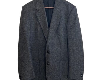 Vintage Burberrys Sport Coat Mens 40R Gray Wool Tweed Blazer 90s 80s Jacket