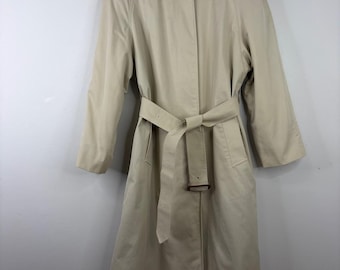 Vintage Aquascutum Trench Coat Womens Small Medium Beige Cotton Wool Liner