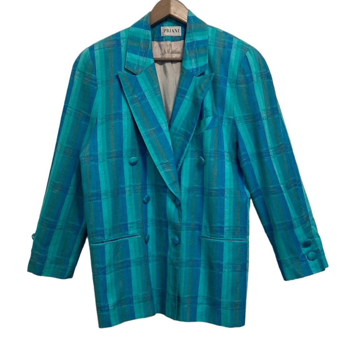 10836 Blue Self Patterned Blazer