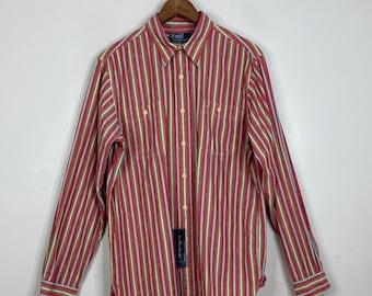 New Vintage Polo Ralph Lauren Shirt Mens Medium Red Blue Arrowhead Long Sleeve