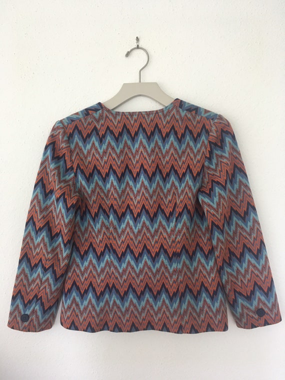 Vintage Chevron Jacket Blue and Orange - image 4