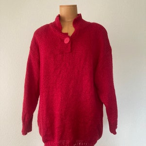 Vintage 1980s large oversize slouchy magenta sweater