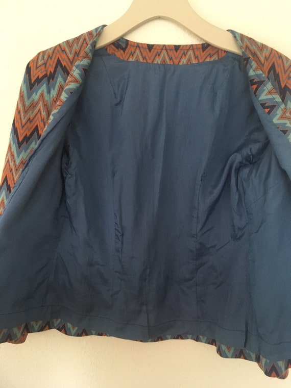 Vintage Chevron Jacket Blue and Orange - image 5