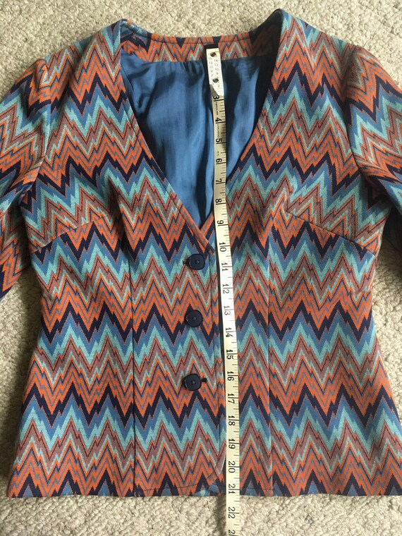 Vintage Chevron Jacket Blue and Orange - image 6