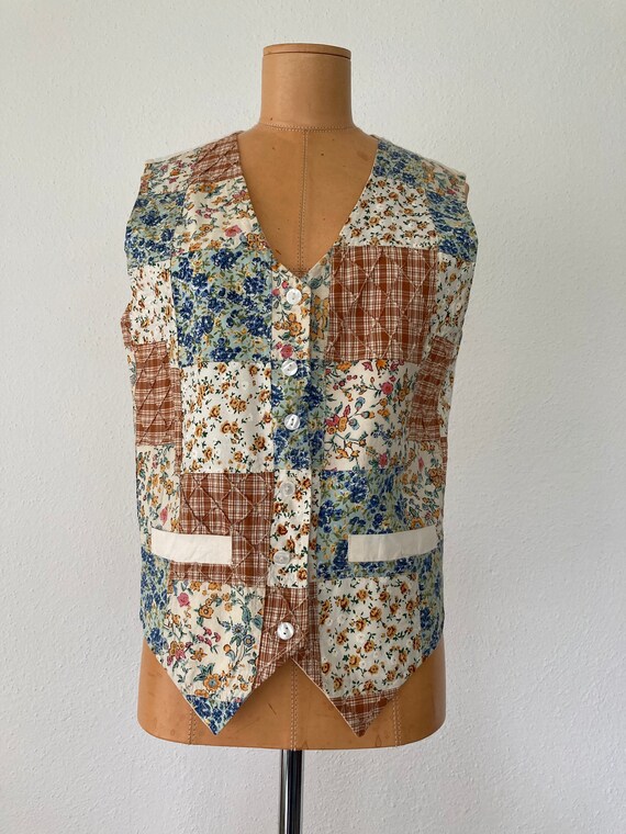 Vintage 90s Floral Patchwork Cotton Vest