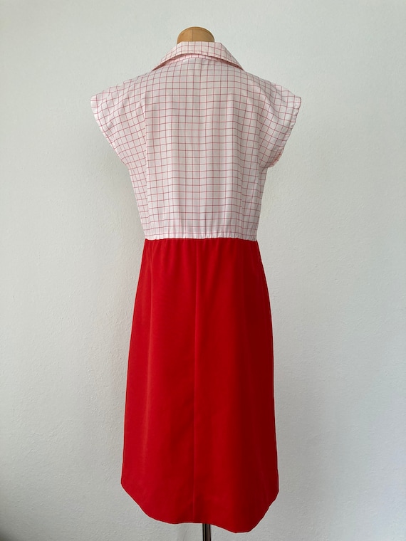 Vintage 70s/80s Red and White Polyester Dress - image 3