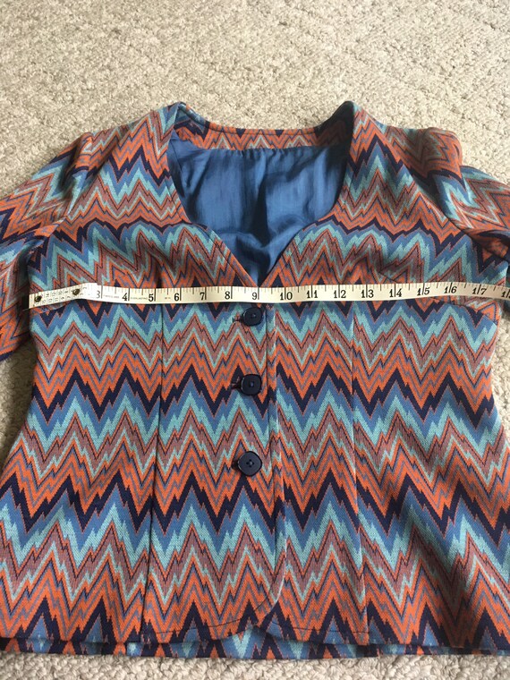 Vintage Chevron Jacket Blue and Orange - image 8