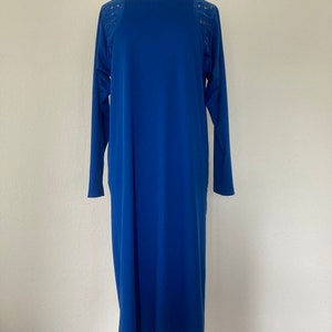 Vintage Blair Blue 1980s polyester long sleeve dress