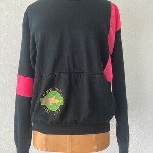 Vintage 80s 90s back and pink surf sweatshirt size small