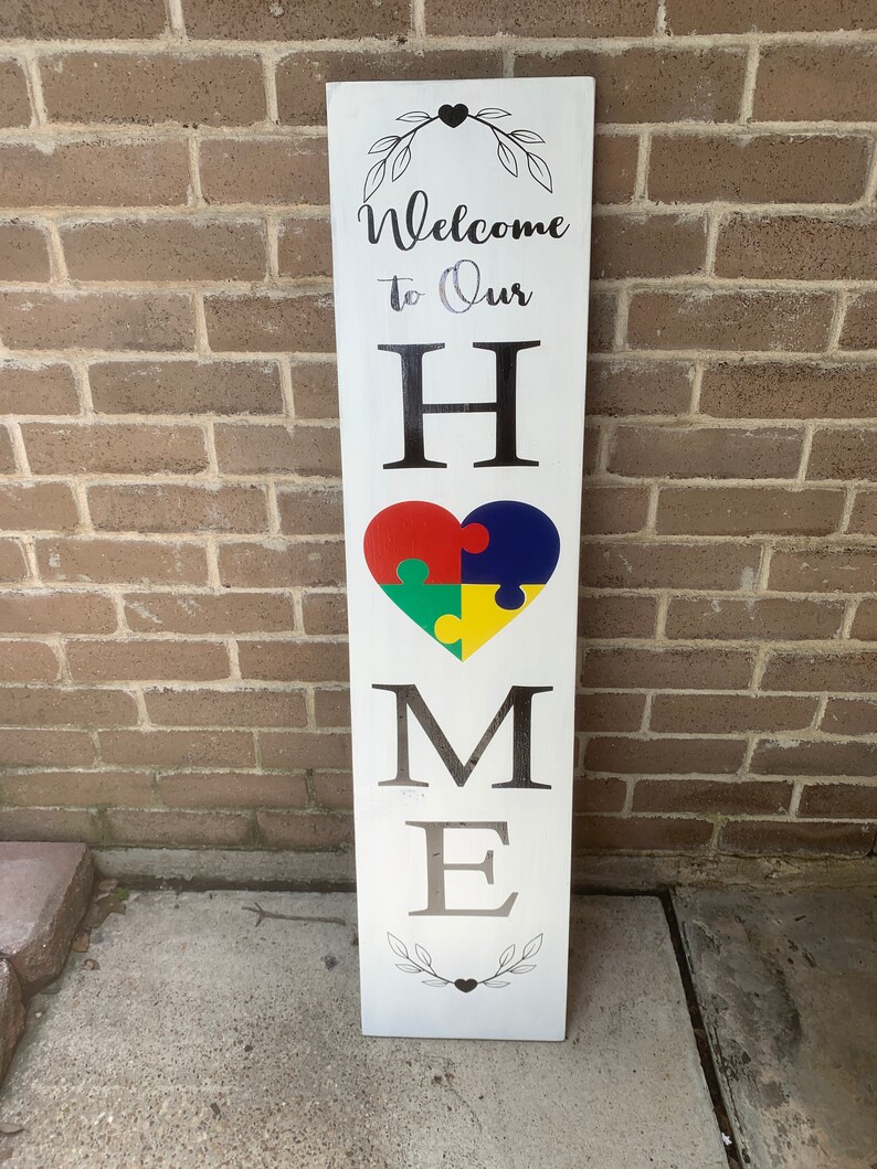 Autism Awareness Sign Front Door Sign Autism Wood Etsy