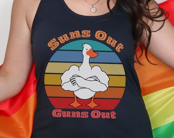 Dumme Gans Racerback Tank Top Gans Shirt Swole Gans lustige Ente Shirt Damen Workout Tank Kanadische Gänse Liebhaber Geschenk Tier Liebhaber Geschenke