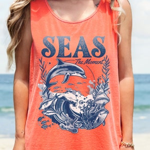 Seas the Moment Retro Ocean Life Shirt Dolphin Tee Back to School Tshirt Comfort Colors Adult Unisex Tank, Tee and Kids T-shirt