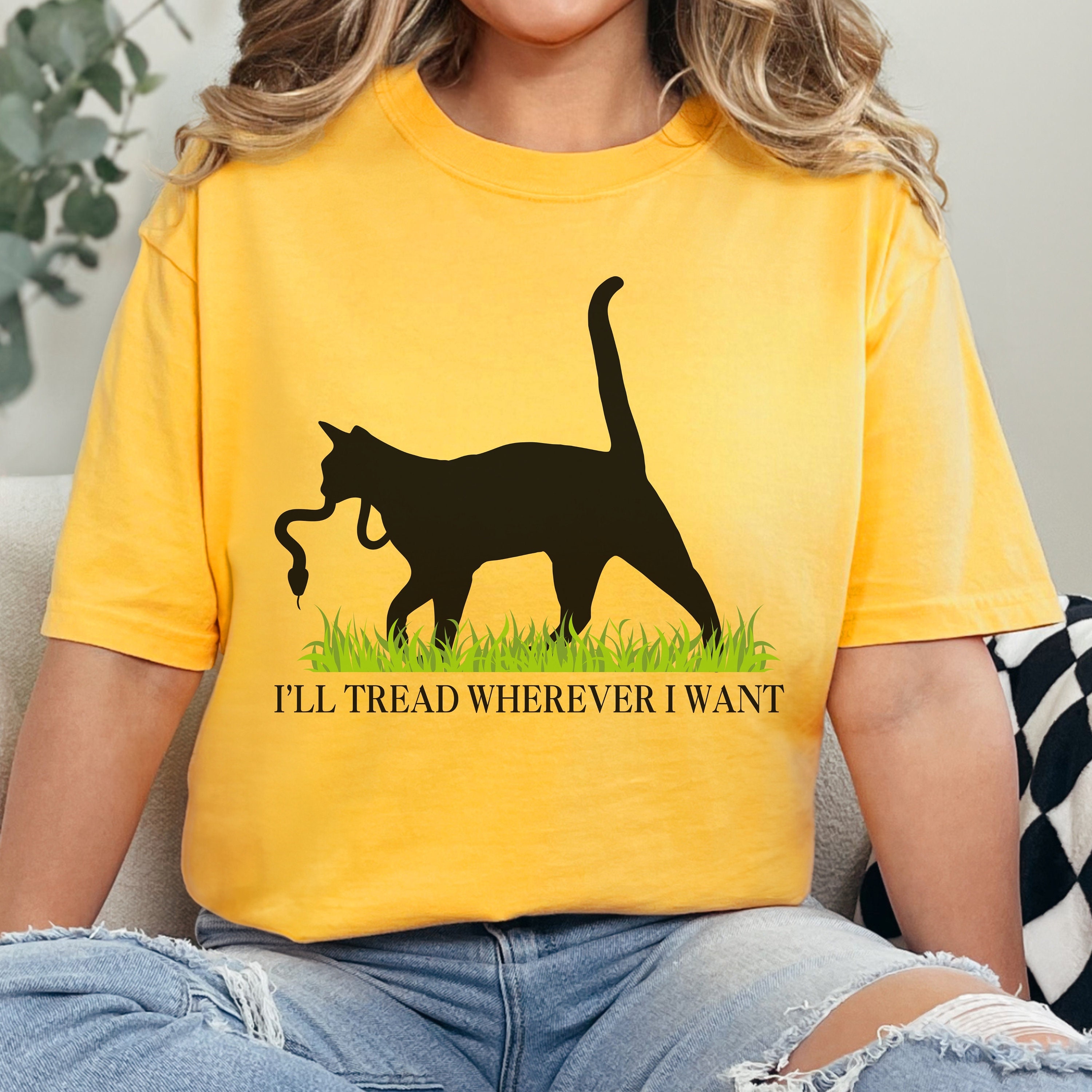 ◆ITZAVIBE◆ CAT GIRL SLIM T SHIRT YELLOW IBB25WT08YL ITZAVIBE | CAT GIRL SLIM T SHIRT - YELLOW