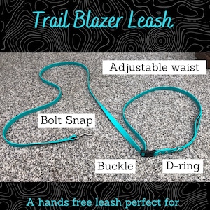 Trail Blazer adjustable hands-free leash | CUSTOM | Biothane | Running Leash