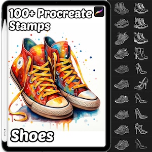 Shoes Procreate Stamps | 100+ Procreate Cute Shoes Stamps | Ladies Accessories Procreate Brushes | Men Shoes Procreate Stamps | Footwear