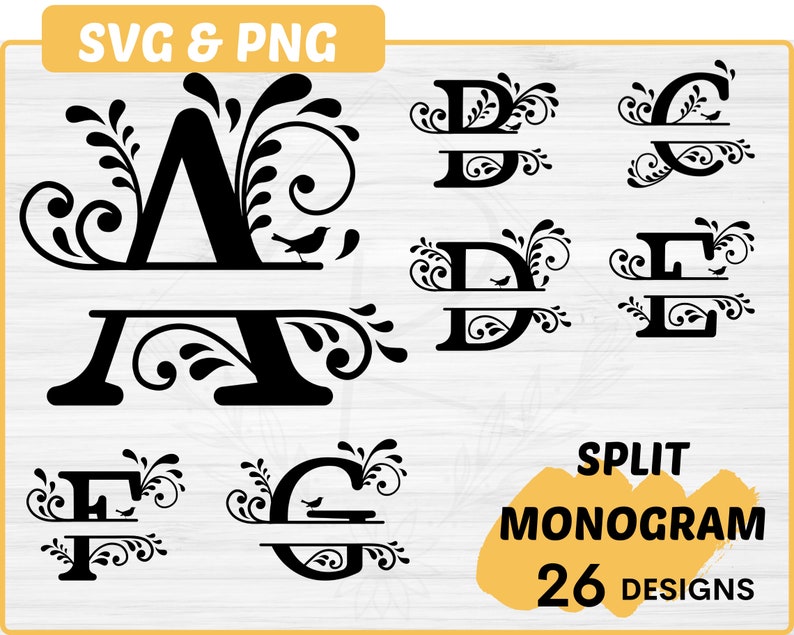 Split Monogram SVG Bundle 26 Split Letter Svg Split Letter - Etsy