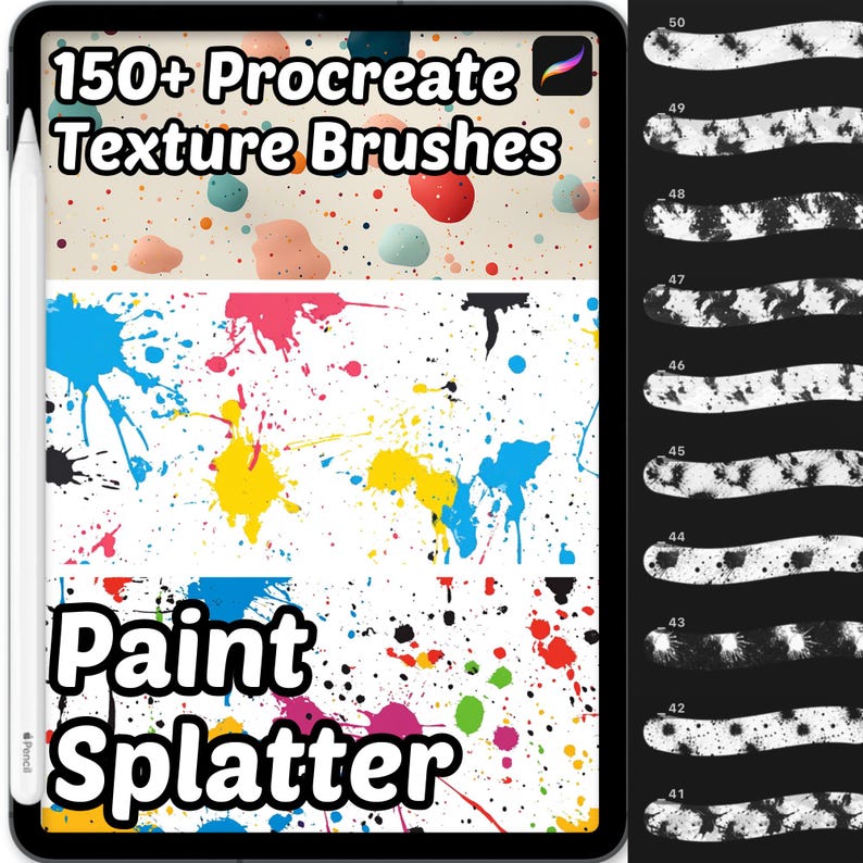 Splattering Sample Procreate Paint Splatter Texture Brushes | 150+ Procreate Paint ...