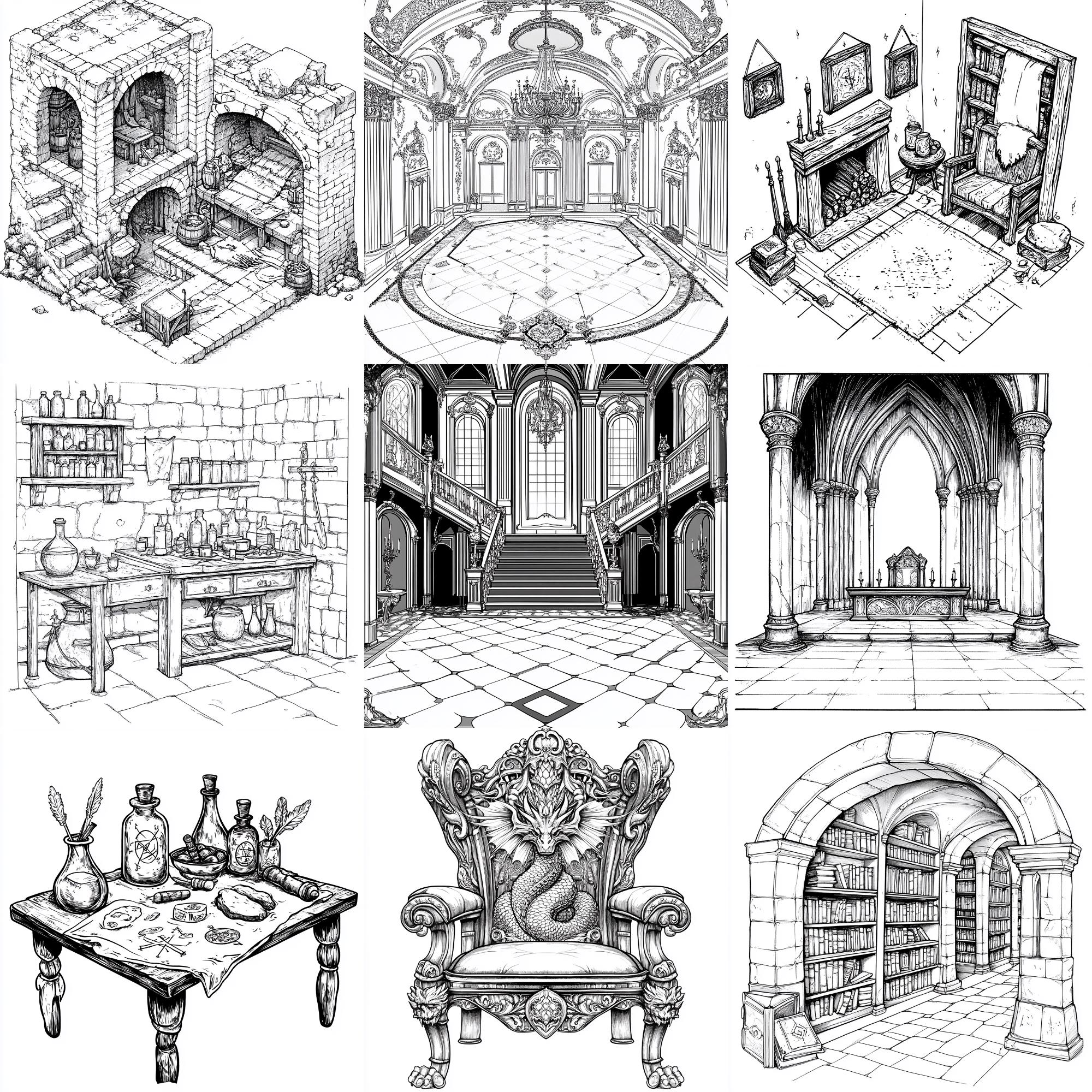 Fantasy Interior Procreate Stamps | 100+ Procreate Fantasy Interior ...
