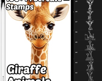 Giraffe Procreate Stamps | 100+ Cute Giraffe Animal Procreate Brushes | Jungle Animals | Wild Animal Procreate | Safari Animals Procreate