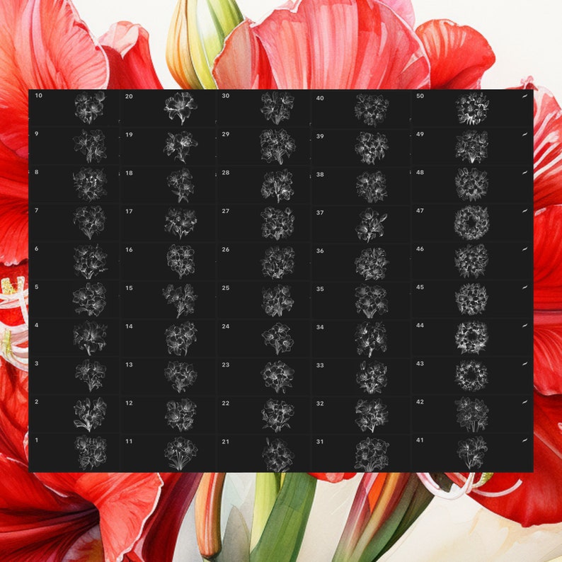 Amaryllis Procreate Stamps | 50+ Procreate Floral Stamps | Botanical ...