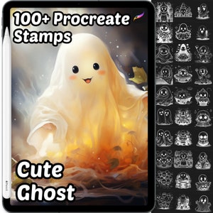 Cute Ghost Procreate Stamps | 100+ Procreate Halloween Stamps | Cute Ghost | Kawaii Ghost Procreate brushes |Holiday Season Procreate Stamps