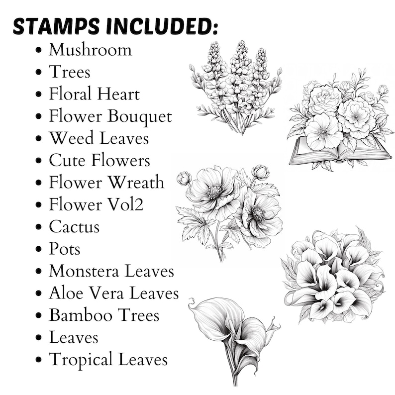 Procreate Botanical Stamps | 3200+ Mega Floral Bundle Procreate Stamp ...