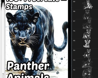 Panther Procreate Stamps | 100+ Panther Animal Procreate Brushes | Jungle Animals | Wild Animal Procreate | Safari Animals | Big Cats Animal