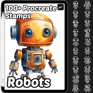 Robots Procreate Stamps | 100+ Procreate Robots Stamps | Science Procreate Stamps | Fiction Procreate | Robotics Procreate | Machine Stamps