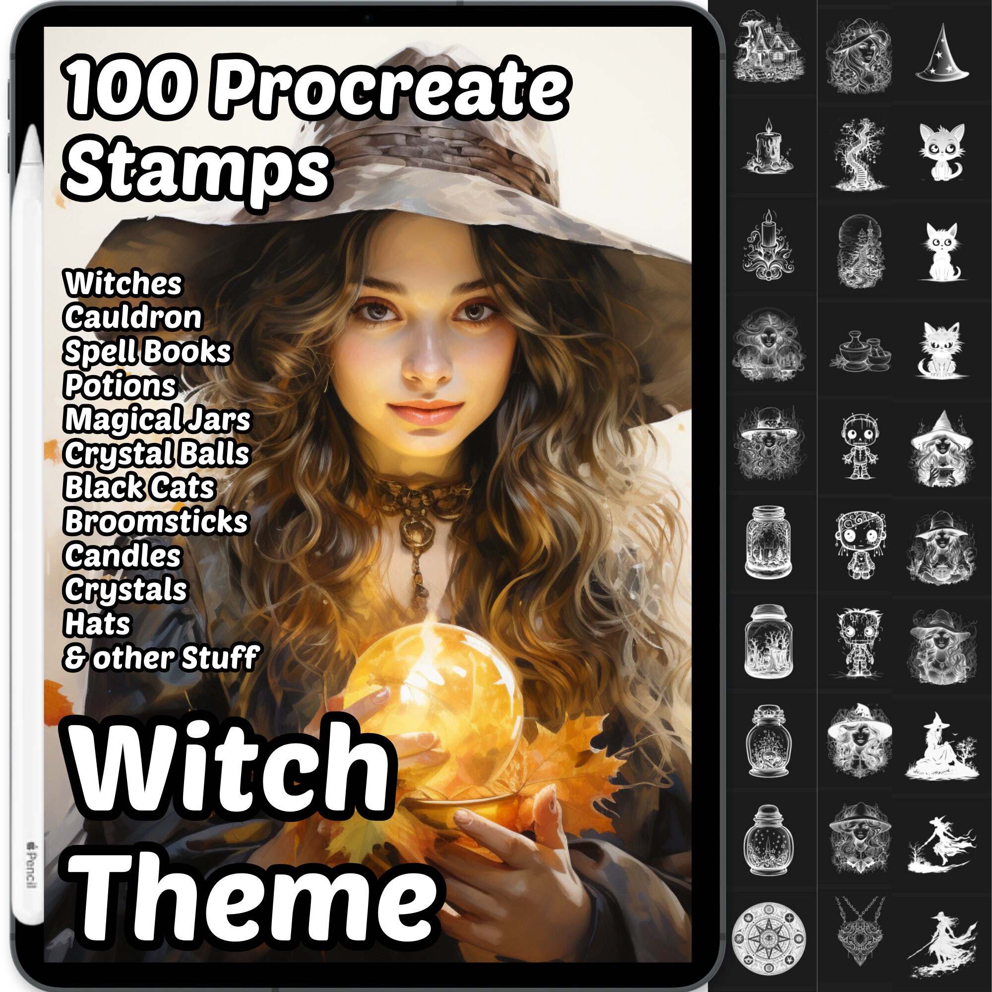 Procreate 141 Tarot Stamps Witch Mystic Brush Tattoo Witchcraft