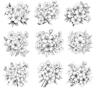 Cherry Blossom Procreate Stamps | 100+ Procreate Floral Stamps ...