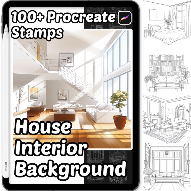 House Interior Background Procreate Brushes | 100+ Procreate Home ...