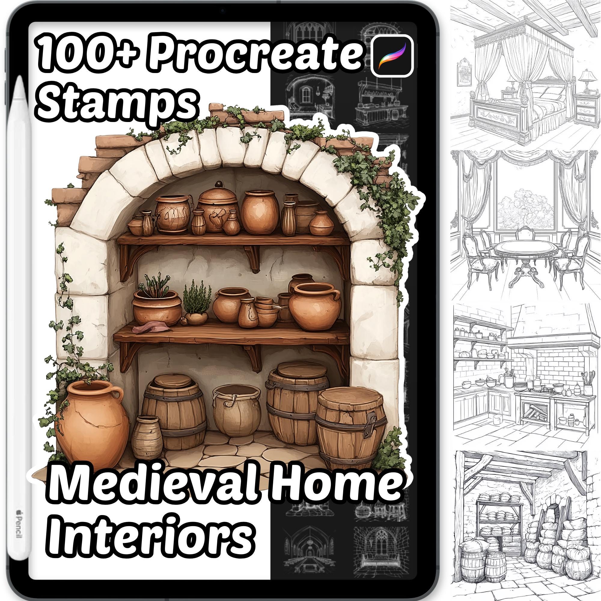 Medieval Home Interior Procreate Stamps | 100+ Procreate Home Interior ...