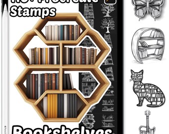 Furniture Procreate Stamps | 100+ Procreate Unique Bookshelves Stamps | Library Procreate Stamps | Hold Items Procreate | Modern Bookshelves