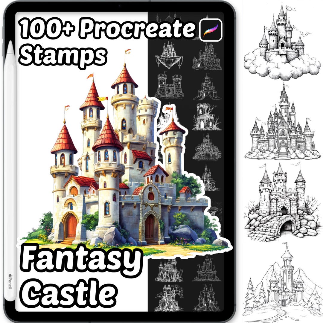 Fantasy Castle Procreate Stamps | 100+ Procreate Fantasy Castle Stamps ...