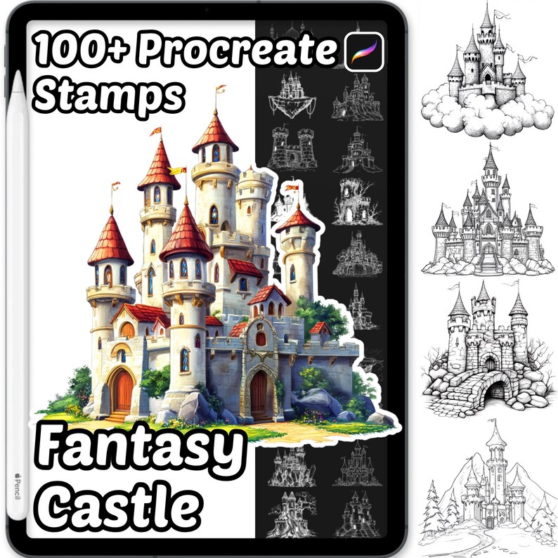 Fantasy Castle Procreate Stamps | 100+ Procreate Fantasy Castle Stamps ...