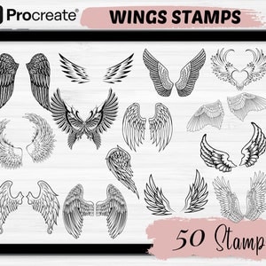 Procreate wings stamps | 100  wings stamps for procreate| Angel wings stamps Procreate l wings stamps |Procreate angel wings brushes bundle.