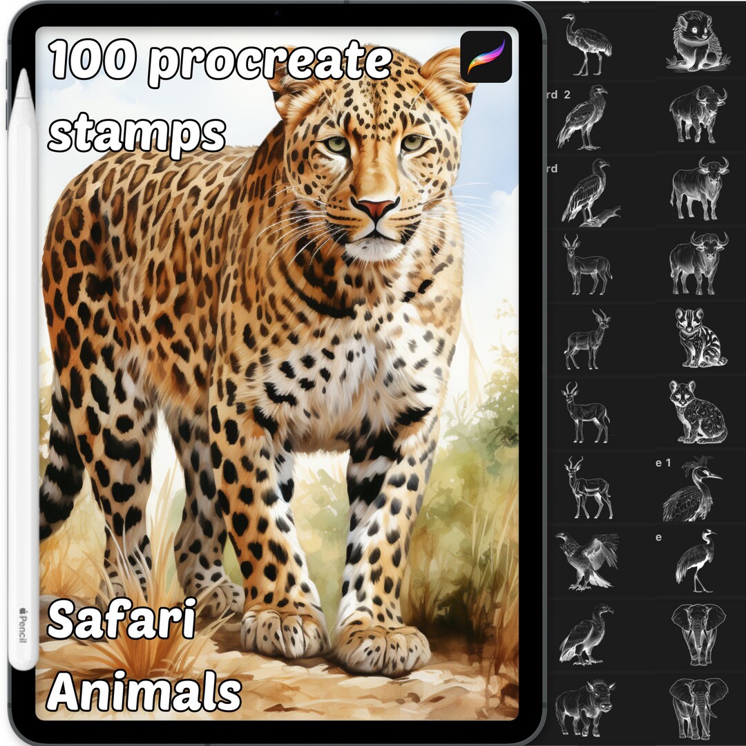 Safari Animals Procreate Stamps 100 Jungle Animal Procreate Brushes