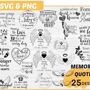 Memorial svg Bundle | Memorial Quotes Svg | Rest in peace SVG | Your Wings Were Ready svg | In Loving memory svg | Bereavement SVG Bundle