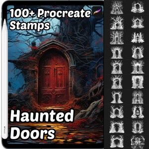 Haunted Doors Procreate Stamps | 100 Procreate Halloween Stamps | Haunted Doors  | Scary Procreate brushes | Spooky Procreate Stamp