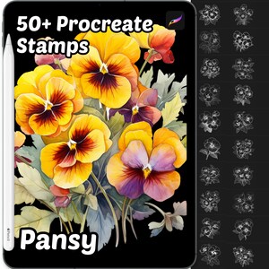 Pansy Floral Procreate Stamps | 50+ Procreate Floral Stamps | Procreate Brushes | Flower Procreate Brushes | Botanical Procreate Stamps