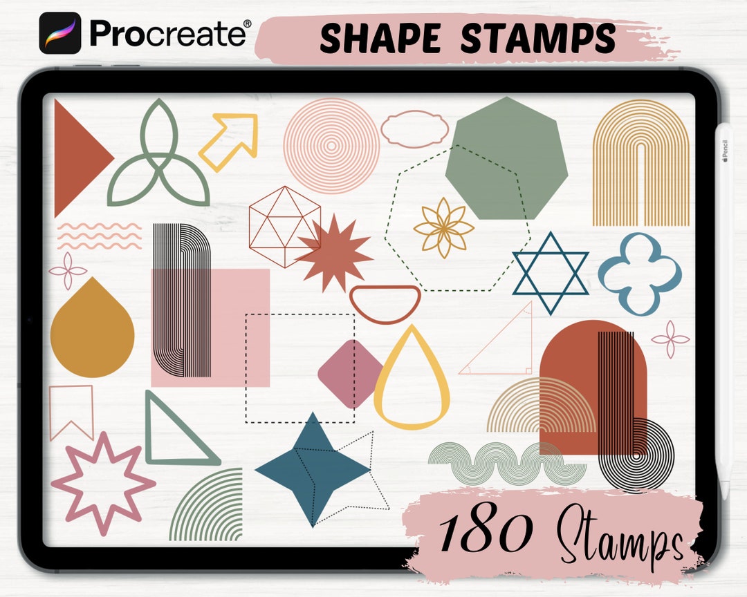Procreate Geometry Shapes Stamps 180 Shapes Procreate Etsy