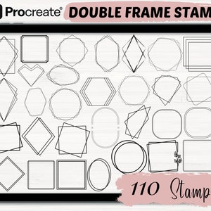 Double frame Procreate Brushes | 110 Procreate frame Stamps | Doodle frame Procreate stamps | Procreate brushes | Procreate stamps | Ipad