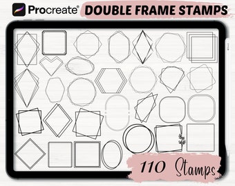 Pennelli Procreate a doppia cornice / 110 timbri Procreate cornice / Cornice Doodle Timbri Procreate / Pennelli Procreate / Timbri Procreate / Ipad